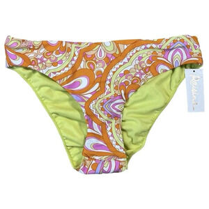 1920 Raisins Pink Orange Floral Swirl Ruched Back Bikini Bottoms Size Small